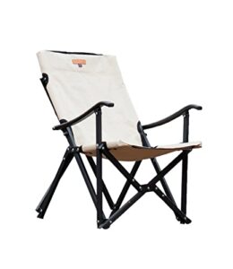 s'more camping aluminum high armchair, lightweight folding chair with back pocket, portable outdoor chair with carry bag for camping, picnic, fishing, hiking, sports meeting, bbq, beach (beige)