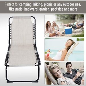 Outsunny Folding Chaise Lounge Pool Chairs, Outdoor Sun Tanning Chairs, Folding, Reclining Back, Steel Frame & Breathable Mesh for Beach, Yard, Patio, Cream White