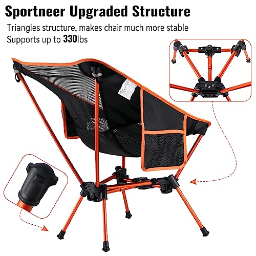 Sportneer Lightweight Portable Folding Camping Chair, Beach Camp Chairs for Adults Foldable Compact Backpacking Chair Outdoor Collapsible Chair for Camping Hiking Lawn Picnic Outside Travel