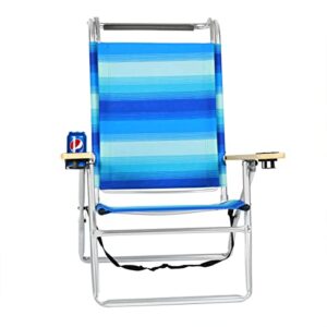 Deluxe 4 Reclining Positions Lightweight High Aluminum Beach Chair with Canopy Shade for Adults, Drink Holder, Storage Pouch