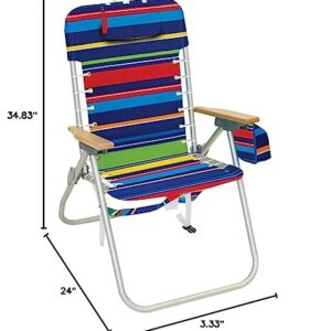 Rio Beach Hi-Boy 17" Suspension Folding Backpack Beach Chair - Aluminum, Pop Surf Stripes