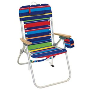 rio beach hi-boy 17" suspension folding backpack beach chair - aluminum, pop surf stripes