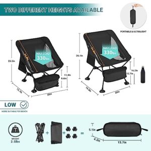 ATEPA Ultralight Camping Chair for Backpacking Hiking, Portable Compact Lightweight Folding Camp Chairs for Adults - Square Aluminum Frame with Anti-Sinking Feet for Beach Lawn Travel BBQ Outdoor