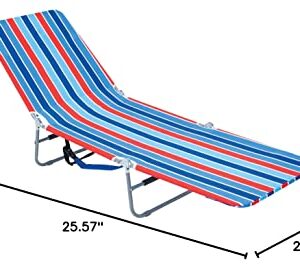 Rio Beach Portable Folding Backpack Beach Lounge Chair with Backpack Straps and Storage Pouch , Blue and Red, 8.5 lbs