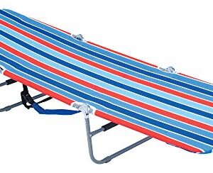 Rio Beach Portable Folding Backpack Beach Lounge Chair with Backpack Straps and Storage Pouch , Blue and Red, 8.5 lbs