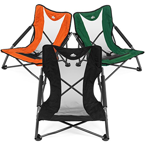 Cascade Mountain Tech Camping Chair - Low Profile Polyester Folding Chair for Camping, Beach, Picnic, Barbeques, Sporting Event with Carry Bag and Cushion Availability, Orange