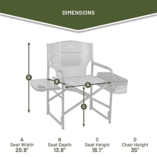 TIMBER RIDGE Lightweight Camping Chair, Portable Laurel Director's Chair with Foldable Side Table, Cooler Bag & Mesh Pocket, Compact Outdoor Folding Lawn Chair, Supports 300lbs, Grey