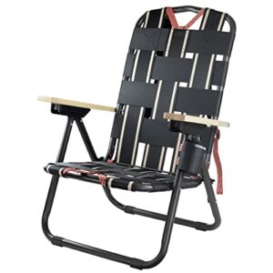clevermade sequoia folding backpack chair; 5 recline position chair great for beach, camping, and picnics; made from recycled materials, black obsidian