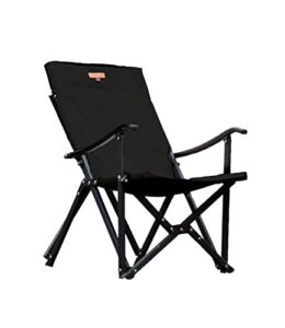 s'more camping aluminum high armchair, lightweight folding chair with back pocket, portable outdoor chair with carry bag for camping, picnic, fishing, hiking, sports meeting, bbq, beach (black)
