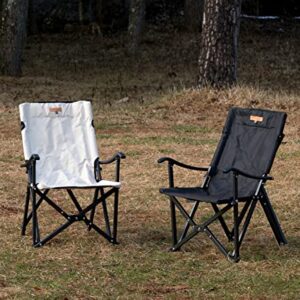 S'more Camping Aluminum High Armchair, Lightweight Folding Chair with Back Pocket, Portable Outdoor Chair with Carry Bag for Camping, Picnic, Fishing, Hiking, Sports Meeting, BBQ, Beach (Black)