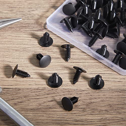 100 Pieces Patio Strapping Rivets Fasteners 3/4" Length Medium Multi Gauge Rivet for Patio Lawn Chair Webbing Repair Strap for Outdoor Furniture Lounge 1/4 Inch Hole (Black)