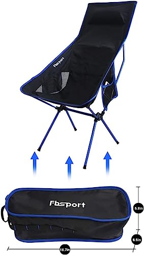 FBSPORT 2 Pack Portable Camping Chairs Long Back Lightweight Backpacking Chair Compact & Heavy Duty for Camp, Backpack, Hiking, Beach, Picnic, with Carry Bag