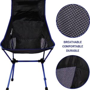 FBSPORT 2 Pack Portable Camping Chairs Long Back Lightweight Backpacking Chair Compact & Heavy Duty for Camp, Backpack, Hiking, Beach, Picnic, with Carry Bag