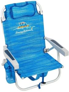 tommy bahama backpack beach chair-new 2022 designs-5-position classic lay flat-insulated cooler towel bar-storage pouch aluminum (sailfish and palms)