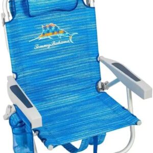 Tommy Bahama Backpack Beach Chair-New 2022 Designs-5-Position Classic Lay Flat-Insulated Cooler Towel Bar-Storage Pouch Aluminum (Sailfish and Palms)