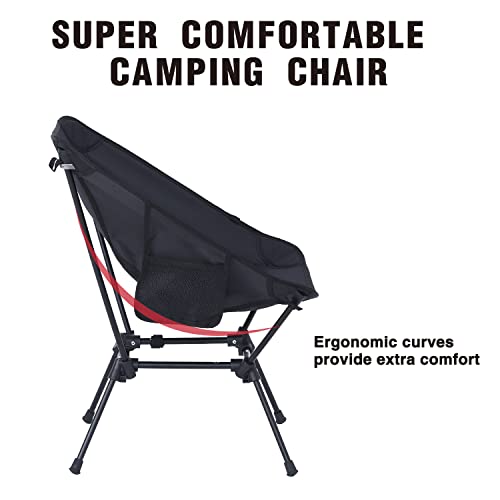 MOON LENCE Camping Chairs 2 Pack, Compact Backpacking Chairs, Portable Folding Chairs with Side Pockets Lightweight Heavy Duty for Camping Backpacking Hiking