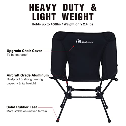 MOON LENCE Camping Chairs 2 Pack, Compact Backpacking Chairs, Portable Folding Chairs with Side Pockets Lightweight Heavy Duty for Camping Backpacking Hiking