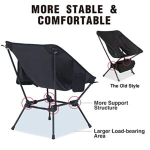 MOON LENCE Camping Chairs 2 Pack, Compact Backpacking Chairs, Portable Folding Chairs with Side Pockets Lightweight Heavy Duty for Camping Backpacking Hiking