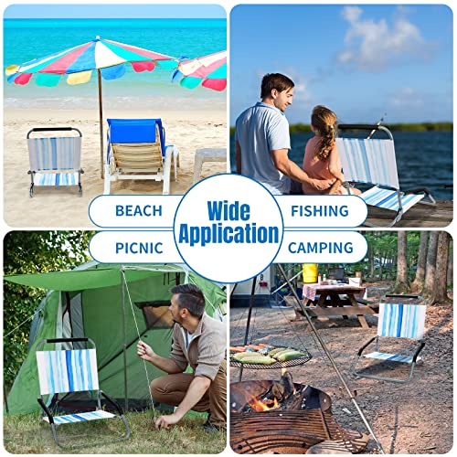 Leitee 2 Pack Low Beach Chairs for Adults Folding Beach Chair Backpack Camping Chair Portable Lightweight Foldable Sand Chair Compact Heavy Duty Aluminum Water Resistant Outdoor Lawn BBQ Beach Travel