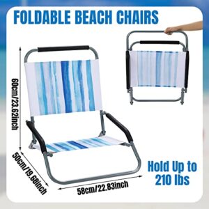 Leitee 2 Pack Low Beach Chairs for Adults Folding Beach Chair Backpack Camping Chair Portable Lightweight Foldable Sand Chair Compact Heavy Duty Aluminum Water Resistant Outdoor Lawn BBQ Beach Travel