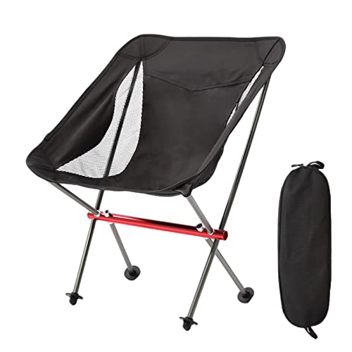 QSWRD Camping Chair for Adults Portable Camp Chairs for Beach, Hiking, Picnic, Travel, Outdoor Activities, Aircraft-Grade All Aluminum Lightweight Compact Camping Chairs Support 330LBS, Black