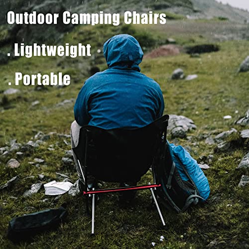 QSWRD Camping Chair for Adults Portable Camp Chairs for Beach, Hiking, Picnic, Travel, Outdoor Activities, Aircraft-Grade All Aluminum Lightweight Compact Camping Chairs Support 330LBS, Black