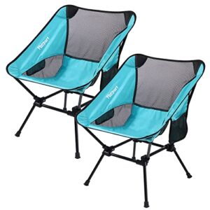 fbsport 2 pack portable camping chairs lightweight backpacking chair compact & heavy duty for camp, backpack, hiking, beach, picnic, with carry bag