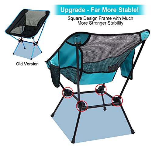 FBSPORT 2 Pack Portable Camping Chairs Lightweight Backpacking Chair Compact & Heavy Duty for Camp, Backpack, Hiking, Beach, Picnic, with Carry Bag