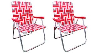 outdoor spectator (2-pack classic reinforced aluminum webbed folding lawn/camp chair (red)