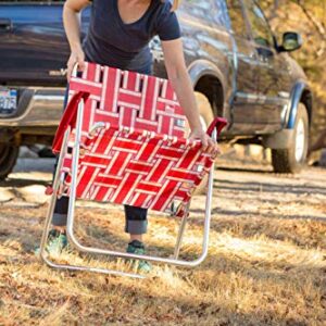 Outdoor Spectator (2-Pack Classic Reinforced Aluminum Webbed Folding Lawn/Camp Chair (Red)