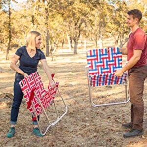 Outdoor Spectator (2-Pack Classic Reinforced Aluminum Webbed Folding Lawn/Camp Chair (Red)