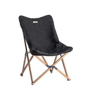 naturehike outdoor furniture camping wood grain aluminum folding moon chair (black)