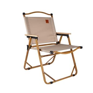 otdorsup portable camping chair lightweight outdoor folding chair compact chair aluminum with armrests for travel camping, fishing picnic (khaki)