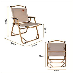 OTDORSUP Portable Camping Chair Lightweight Outdoor Folding Chair Compact Chair Aluminum with Armrests for Travel Camping, Fishing Picnic (Khaki)