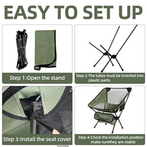 Bonsanc Camping Chairs, Folding Backpacking Chair, Portable Ultralight Compact Small Camp Chair with Carry Bag for Outdoor Camping, Picnic, Hiking, Fishing (2 Pack, Green)