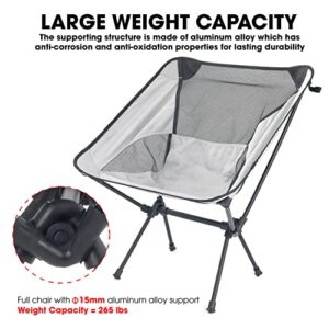 Lightweight Portable Folding Camping Chair Compact Beach Camp Chairs for Adults Foldable Backpacking Chair Outdoor Chair for Camping Hiking Lawn Picnic Outside Travel (Grey)