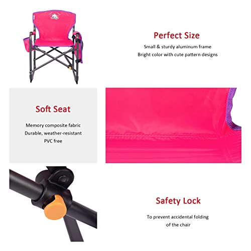 SUNNYFEEL Small Camping Chair, Portable Folding Aluminum Directors Chairs Lightweigh with Cup Hold, Pocket for Beach,Trip,Picnic,Outdoor Sports Events Foldable Camp Lawn Chair with Backpack Straps