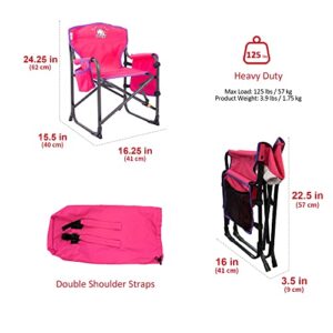 SUNNYFEEL Small Camping Chair, Portable Folding Aluminum Directors Chairs Lightweigh with Cup Hold, Pocket for Beach,Trip,Picnic,Outdoor Sports Events Foldable Camp Lawn Chair with Backpack Straps