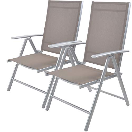 Livebest Set of 2 Folding Sling Back Chairs Patio Adjustable Reclining Back Sturdy Aluminum Frame with Armrest Chair Zero-gravity Indoor Outdoor Garden Pool Bench,Gary