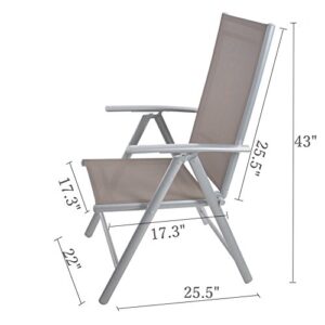 Livebest Set of 2 Folding Sling Back Chairs Patio Adjustable Reclining Back Sturdy Aluminum Frame with Armrest Chair Zero-gravity Indoor Outdoor Garden Pool Bench,Gary