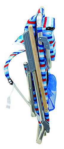 Tommy Bahama 5-Position Classic Lay Flat Folding Backpack Beach Chair, Aluminum , Red, White, and Blue Stripe