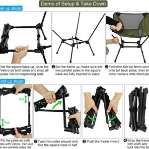 MARCHWAY Ultralight Folding Camping Chair, Heavy Duty Portable Compact for Outdoor Camp, Travel, Beach, Picnic, Festival, Hiking, Lightweight Backpacking (Green)