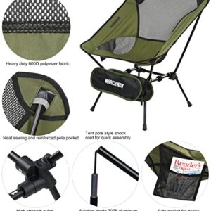 MARCHWAY Ultralight Folding Camping Chair, Heavy Duty Portable Compact for Outdoor Camp, Travel, Beach, Picnic, Festival, Hiking, Lightweight Backpacking (Green)