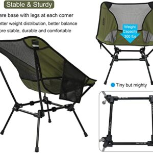 MARCHWAY Ultralight Folding Camping Chair, Heavy Duty Portable Compact for Outdoor Camp, Travel, Beach, Picnic, Festival, Hiking, Lightweight Backpacking (Green)