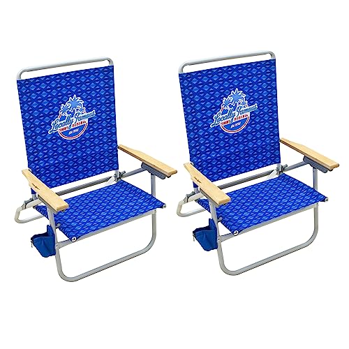 Tommy Bahama 4-Position Easy Out Folding Beach Chair, 2-Pack, Blue