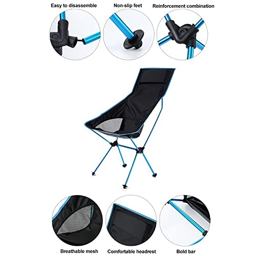 YWHWXB Portable Camping Chair,Compact Ultralight High Back Moon Chairs with Carry Bag for Hiking Festival Travel Beach Fishing Backpacking