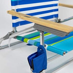 RIO beach Classic 5-Position Lay-Flat Folding Beach Chair, 30.8" x 24.75" x 29.5", Cool Blue Stripes