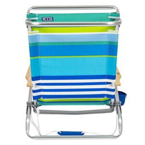 RIO beach Classic 5-Position Lay-Flat Folding Beach Chair, 30.8" x 24.75" x 29.5", Cool Blue Stripes