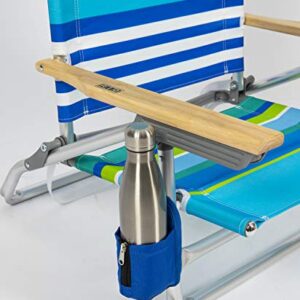 RIO beach Classic 5-Position Lay-Flat Folding Beach Chair, 30.8" x 24.75" x 29.5", Cool Blue Stripes