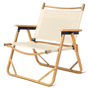 medium folding chair, portable patio chair, lightweight camping chair with aluminum frame & 600d oxford fabric, outdoor lawn chair beach chair, for hiking,fishing,garden,backyard,khaki